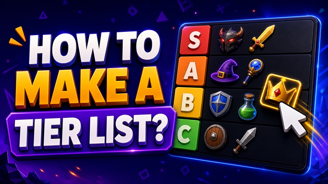 Gaming-style thumbnail with a colorful tier board and the words How to Make a Tier List
